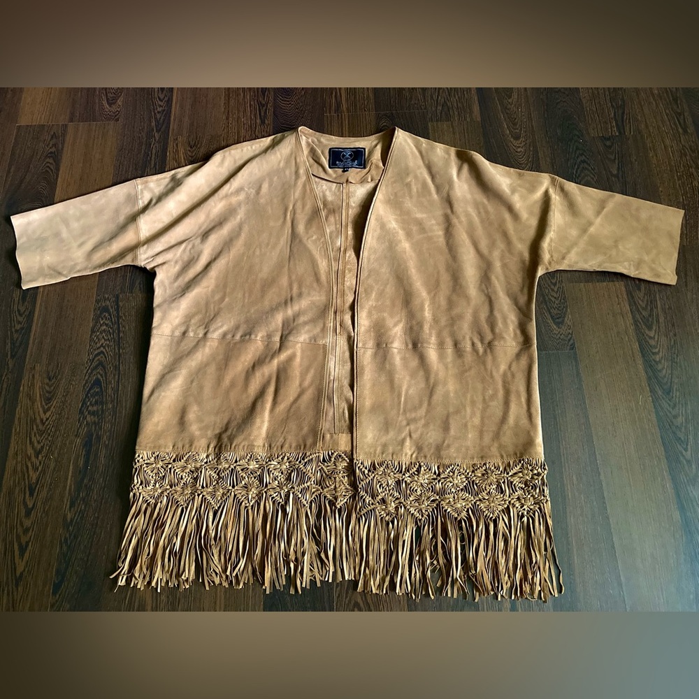 Rino Pelle Leather Braided Fringed Jacket - Genuine Goat Suede